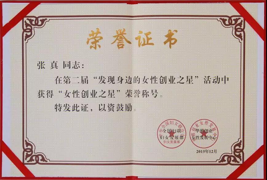 【合作伙伴】云創(chuàng)大數據張真董事長榮獲全國“女性創(chuàng)業(yè)之星”稱號