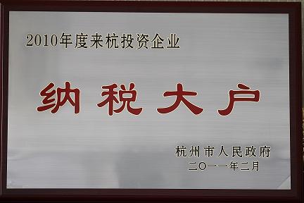 天堂硅谷被評(píng)為2010年度來(lái)杭投資企業(yè)納稅大戶